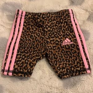 ADIDAS. Leopard Print & Pink Shorts